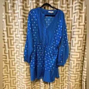 LOFT Blue Floral Pattern Dress